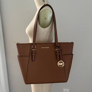 Michael Kors Charlotte Large Saffiano Leather Top-Zip Tote Bag with Wallet